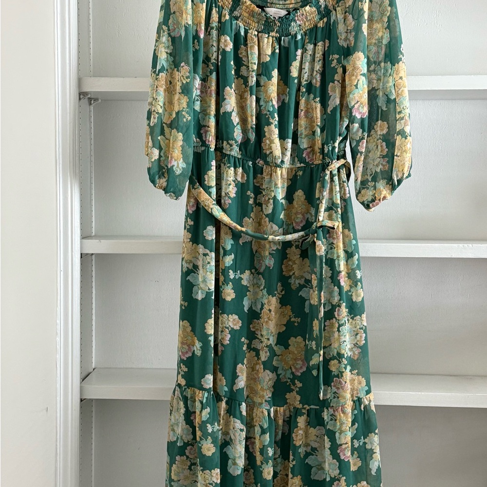 LC Lauren Conrad Floral Green Dress